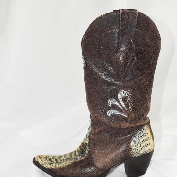 Y2k Snakeskin Cowboy Boots - Picture 2 of 4